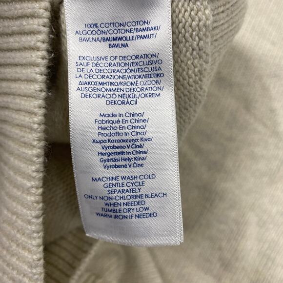 Chaps Sweater Mens Medium Fisherman Beige Henley Mock‎ Neck Pullover Neutral - Picture 9 of 10